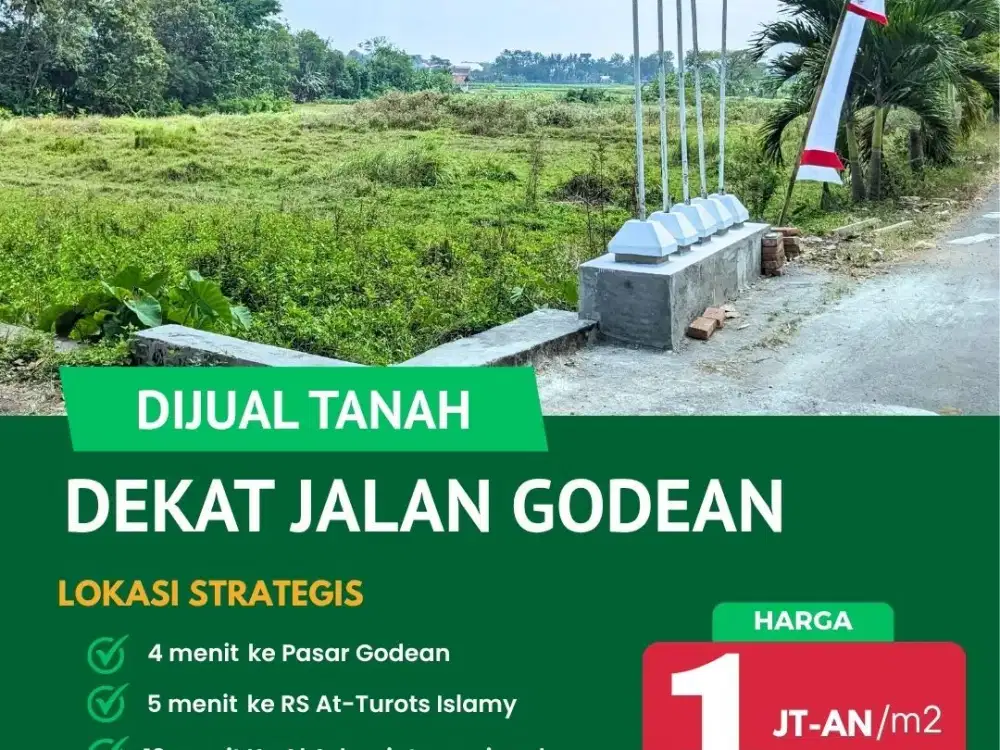 Tanah SHM Sleman Murah Jl Godean 5 Menit ke RS Islamy