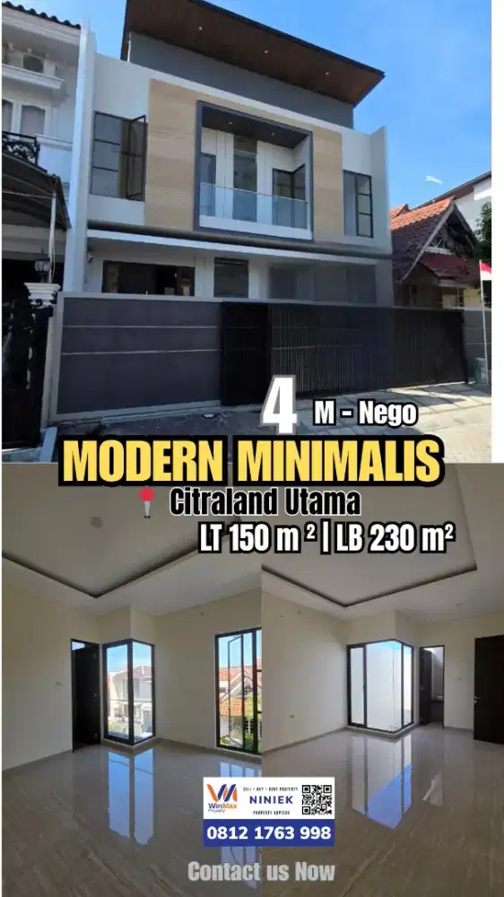 Rumah modern minimalis dekat gwalk radial road citraland utama