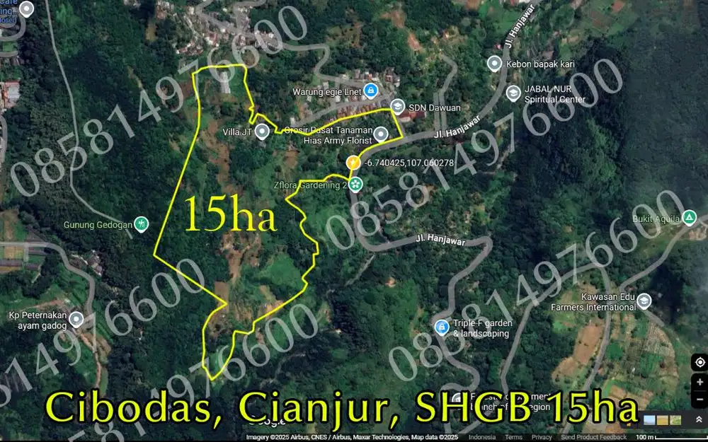 Tanpa Perantara Tanah Cibodas Cianjur 15 ha 15 hektar 150000m2