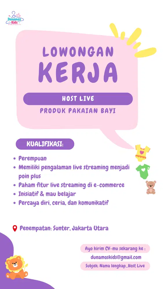 Lowongan Kerja Host Live - Produk Bayi & Anak-Anak