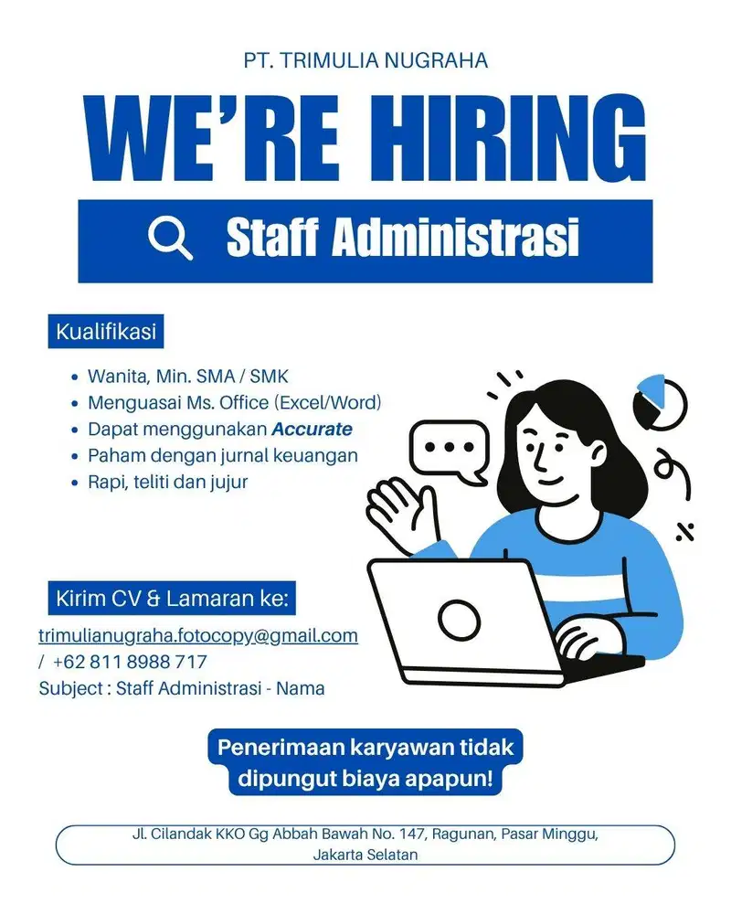 Lowongan Kerja Staff Administrasi / Admin di Jakarta Selatan