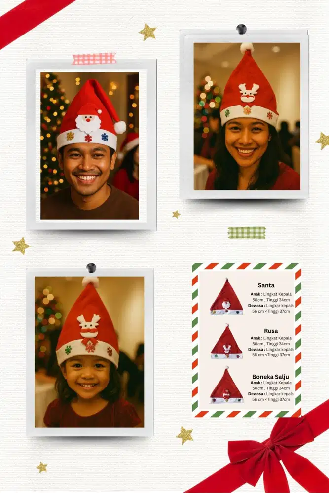 Topi Natal Flanel Baru – Dapat 26 pcs hanya Rp100.000