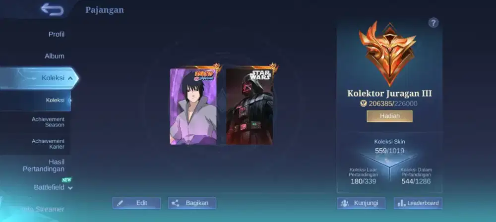 Akun mobile legend colector juragan 3