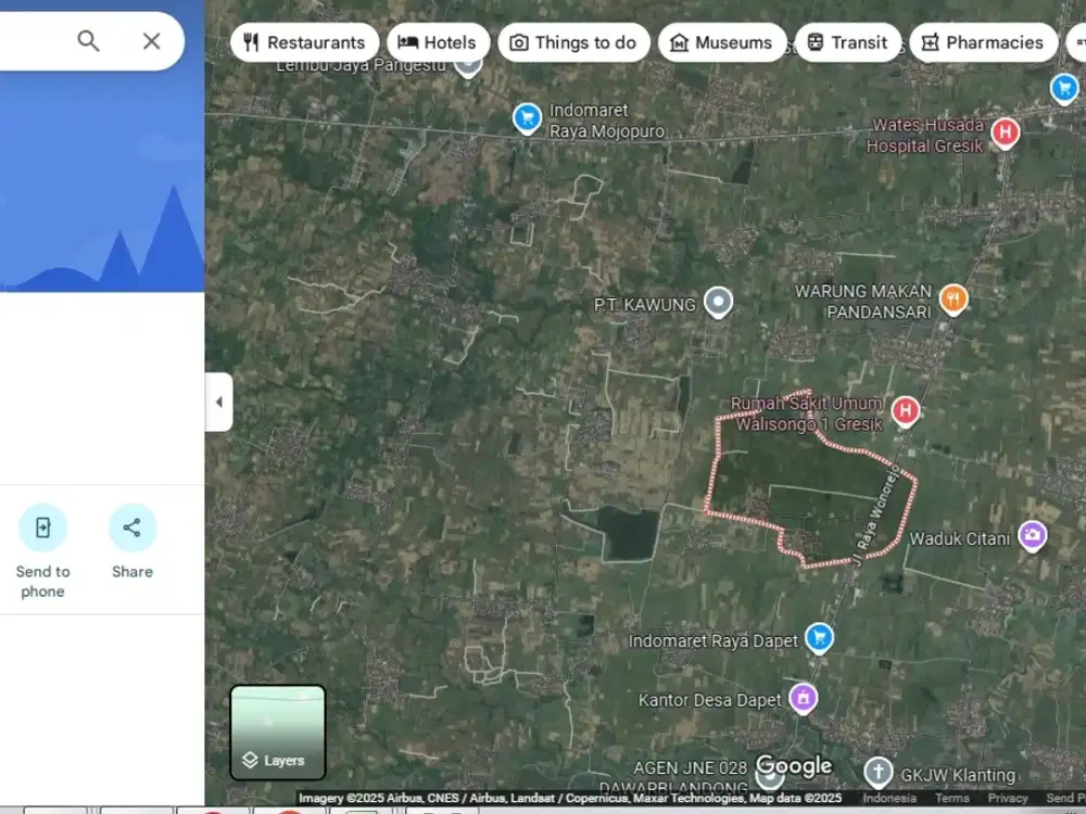 Kavling Tanah Luas Raya Balongpanggang, Gresik Murah Lie.A228