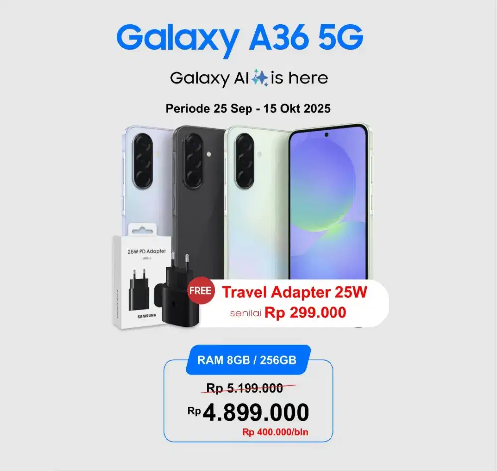 Samsung A36 5G Promo Free Apator bisa cicilan tanpa DP syarat KTP aja