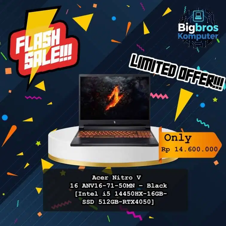 Acer Nitro V 16 ANV16-71-50MN – Black [Intel i5 14450HX-16GB-SSD 512GB