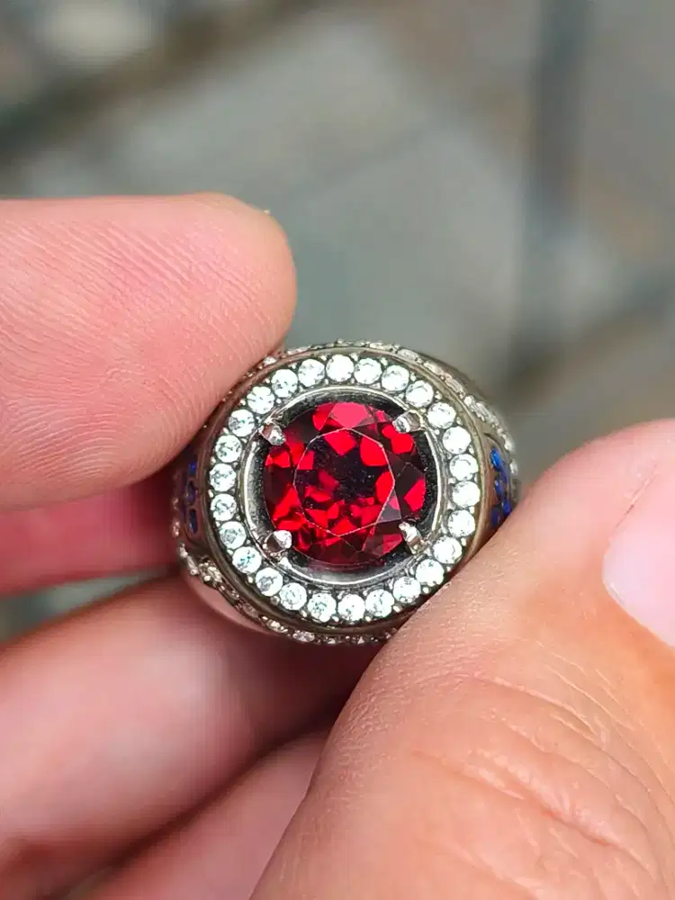 Cincin Batu garnet pyrope almandine 3.51 crat ring perak memo skylab
