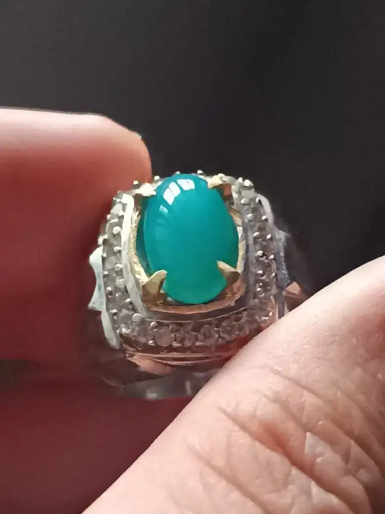 bacan Doko majiko kristal 1 warna ring alpaka 13*9*4 mm