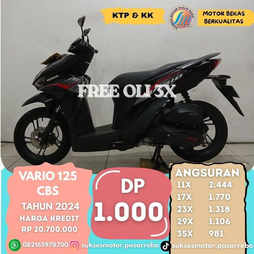 HONDA VARIO 125 CBS TAHUN 2024 SIAP PAKAI, BERGARANSI, GRATIS SERVIS
