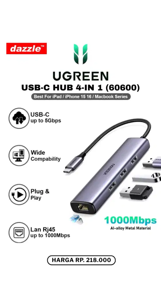 UGREEN USB C HUB 4-IN-1 (60600)