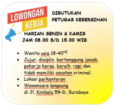 LOKER PETUGAS KEBERSIHAN