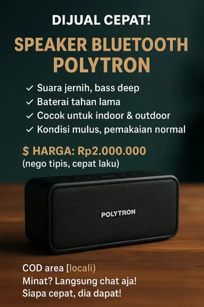 Dijual cepat speaker polytron PASPRO bluetooth -100w rms