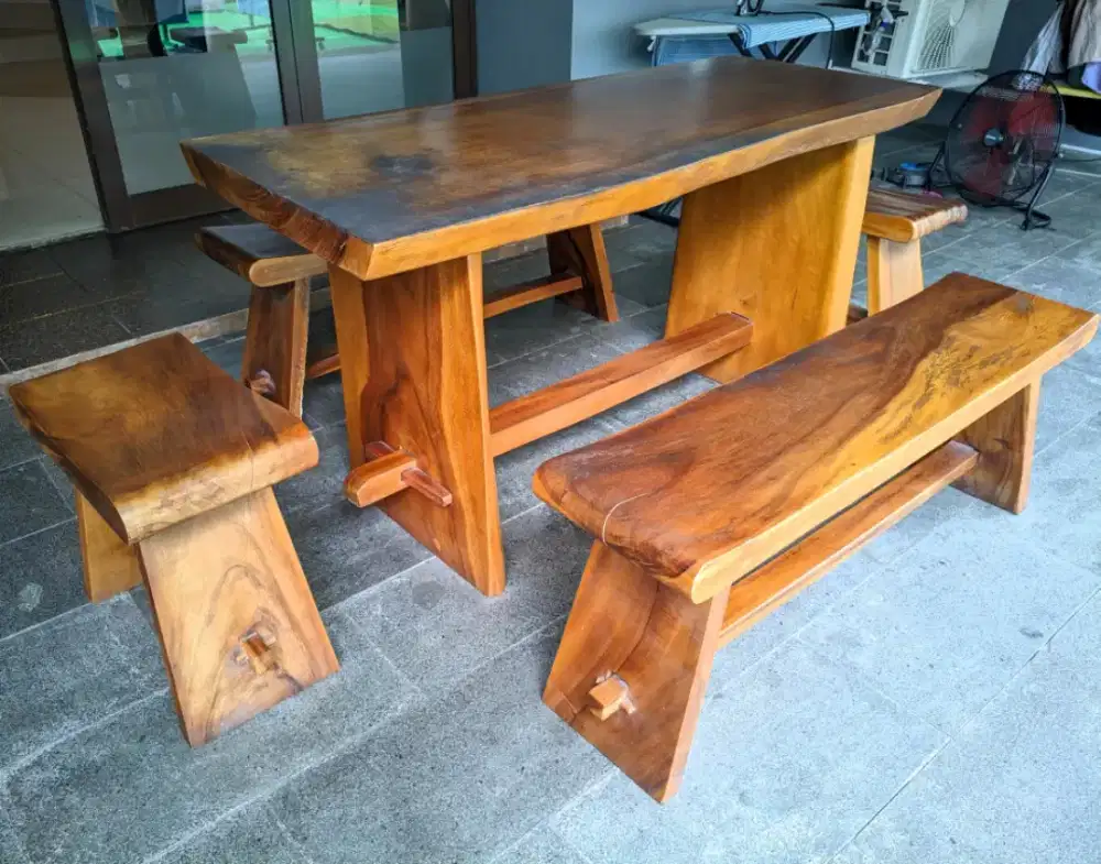 Meja kayu full set
