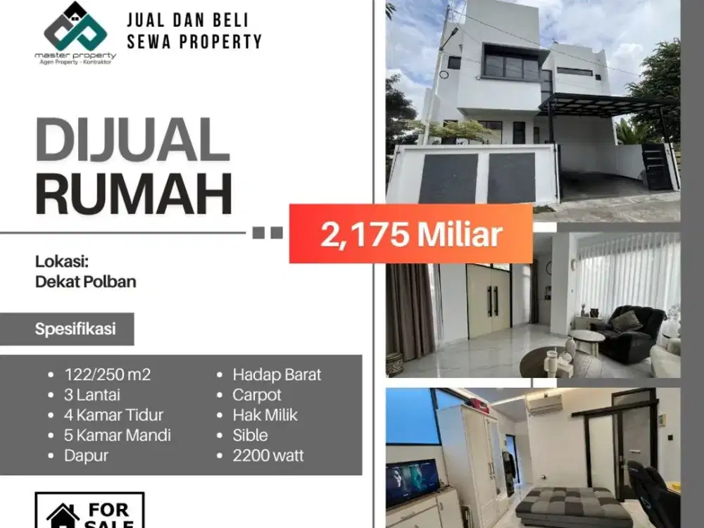 Rumah modern minimalis 3 lantai dekat POLBAN Ciwaruga Parongpong Bandung