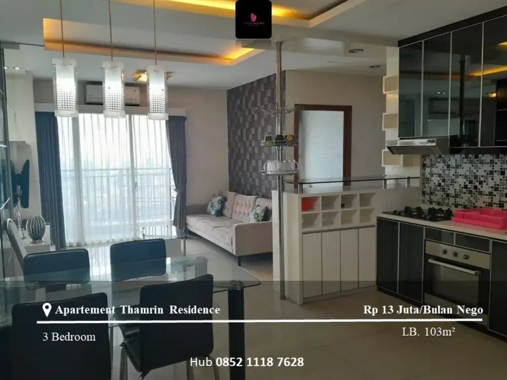 Disewakan Apartement Thamrin Residence 3 Bedrooms Full Furnished