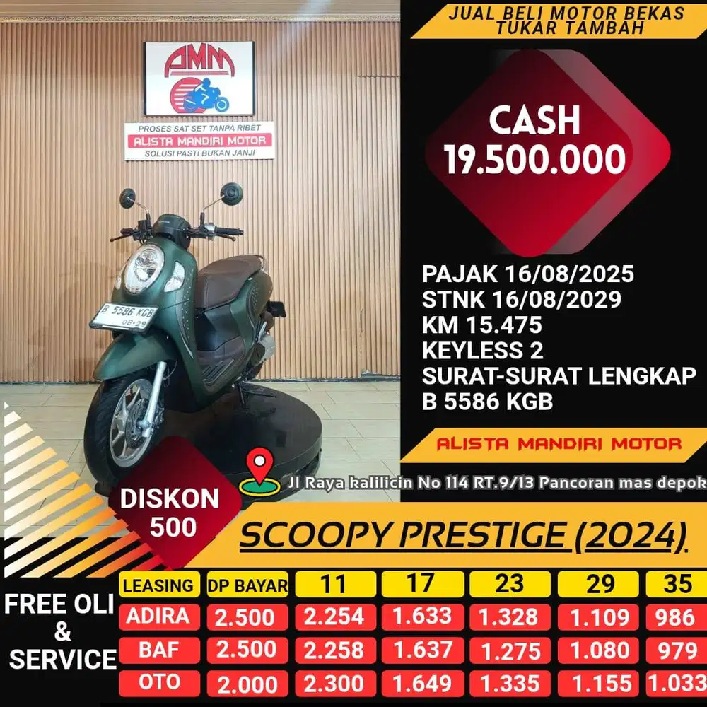 SCOOPY PRESTIGE 2024 MOTOR MATIC BISA DI KREDIT RASA BARU NEGOTIABLE