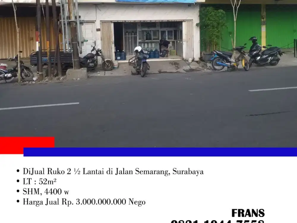 DiJual Ruko 2 ½ Lantai di Jalan Semarang, Surabaya