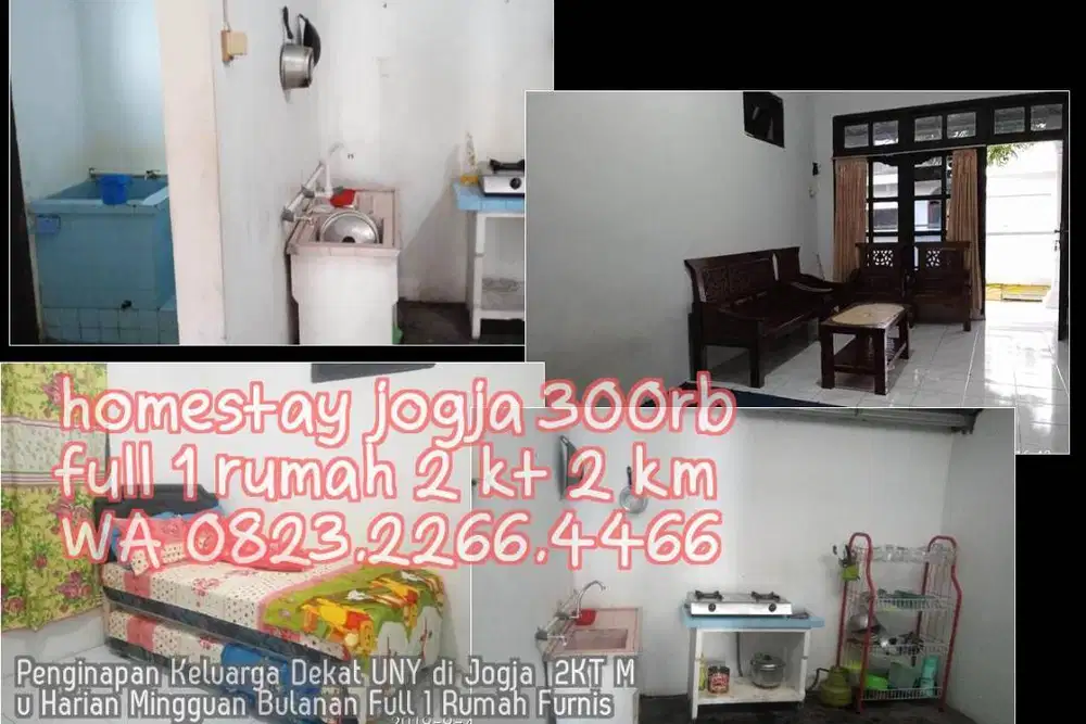 Penginapan Keluarga Dekat UNY di Jogja  2KT Mu Harian Mingguan Bulanan