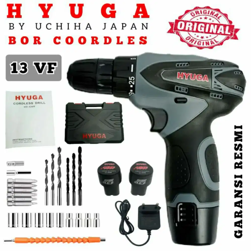 Hyuga by Uchiha Mesin Bor Batre 13VF Fullset 10mm 2 Baterai