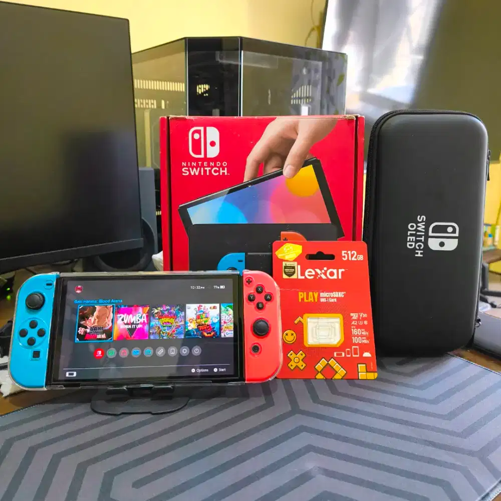 NINTENDO SWITCH OLED DUAL BOOT 512GB FULLSET MULUS BANGET + BONUS