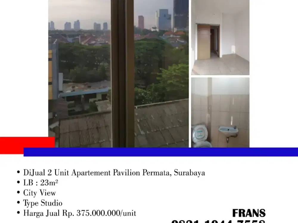 DiJual 2 Unit Apartement Pavilion Permata, Surabaya