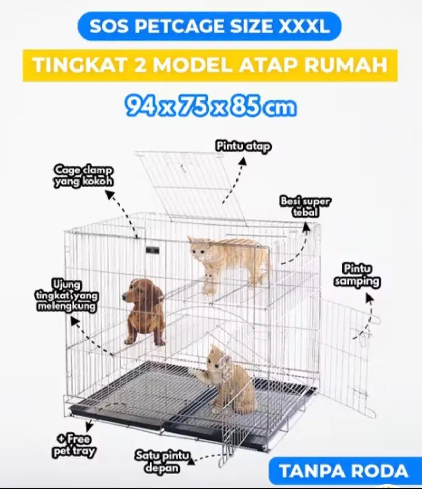 Kandang Kucing, ukuran 94x75x85 cm