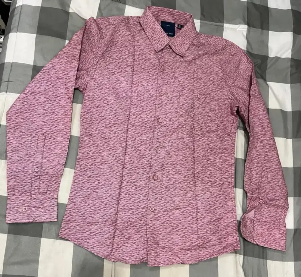 Kemeja Pria Pink Lengan Panjang Stanley Adams Mulus Slim Fit Size 15