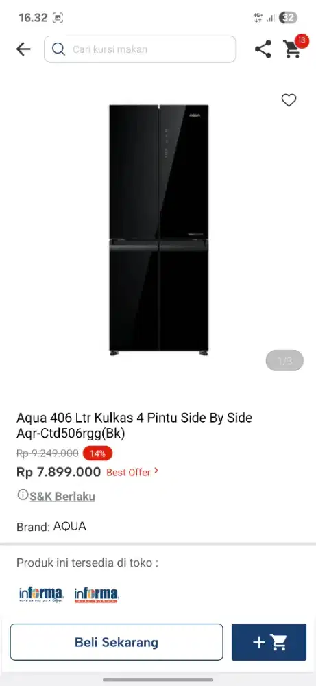 Promo kulkas 4 pintu aqua promo murah