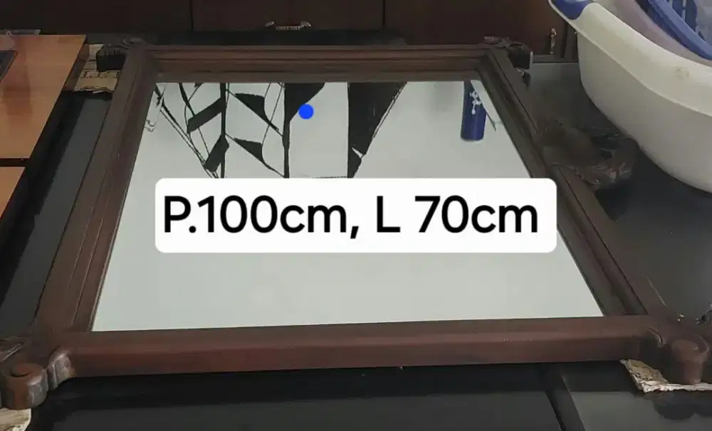 Cermin decor premium kayu + kaca