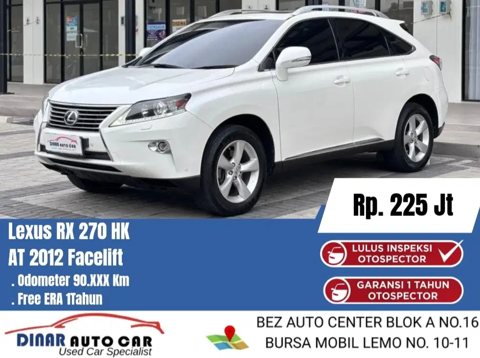 (10Juta) Lexus RX270 HK 2012 Matic Putih Warenty 1Th *Dinar Auto*