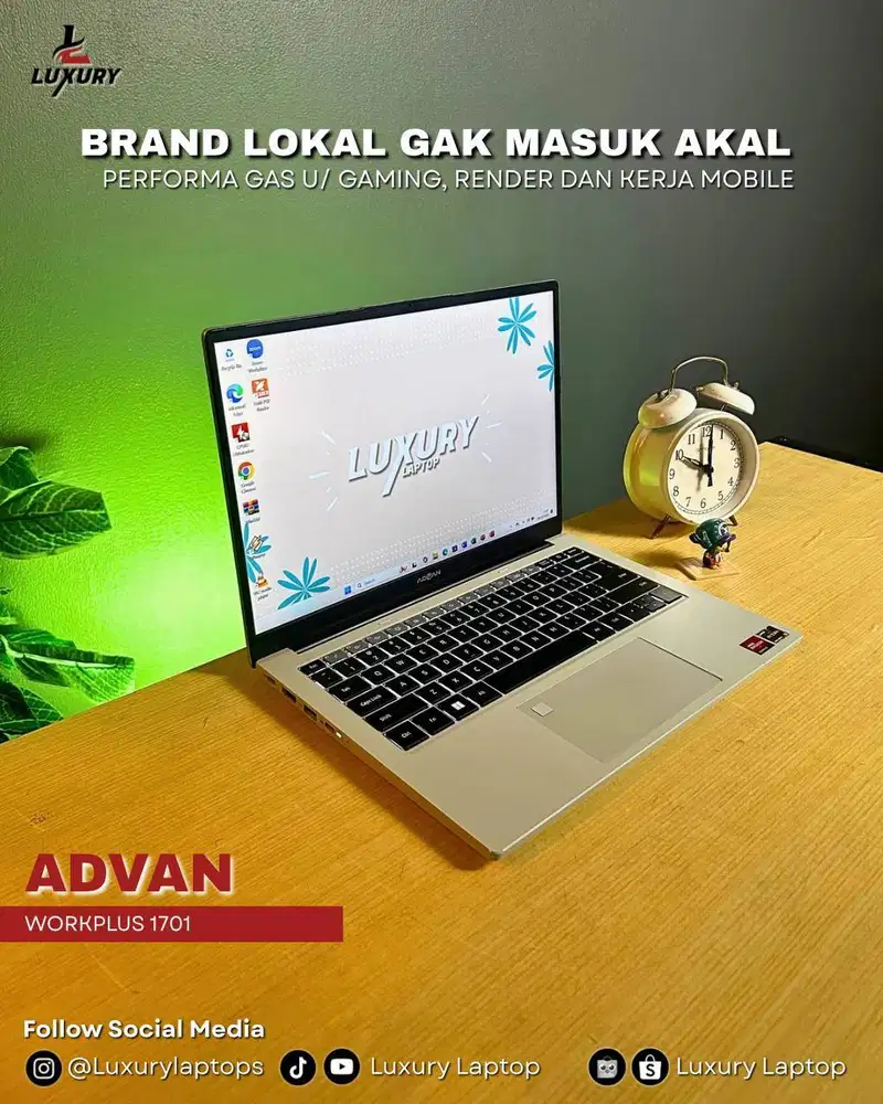 LAPTOP ADVAN WORKPLUS 1701 SLIM RYZEN 5 SSD RAM DDR5 JUAL MURAH BU TT