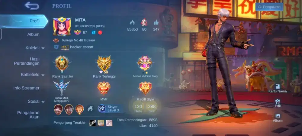 Jual akun mobile legend