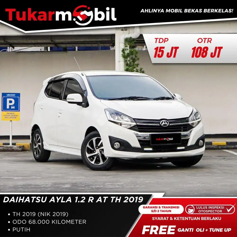 [BERGARANSI] DAIHATSU AYLA 1.2 R METIK TAHUN 2019 PUTIH PAJAK PANJANG