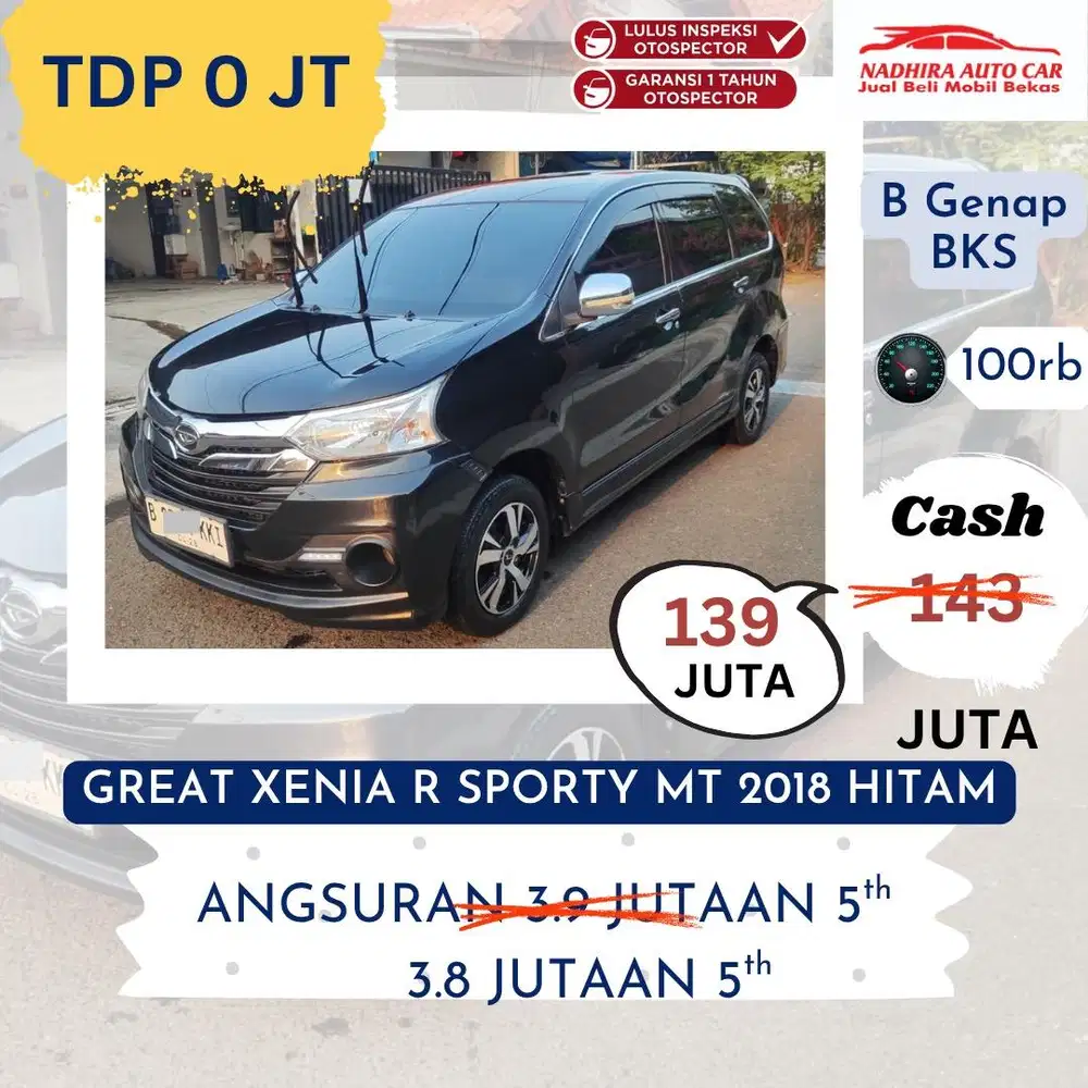 Promo TDP 0 Juta Great Xenia R Sporty MT 2018 Hitam