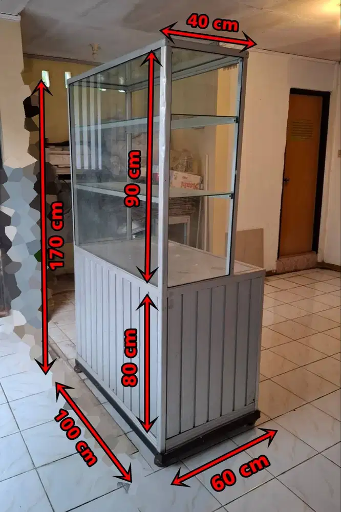 ETALASE KACA ALUMINIUM Tinggi 175 CM