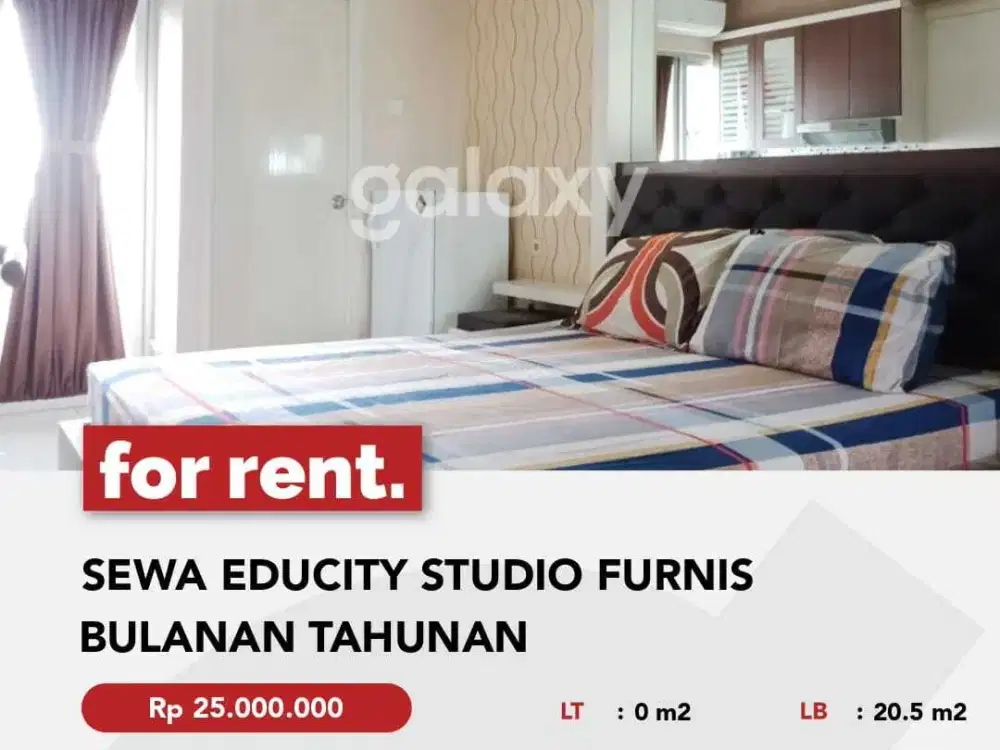 SEWA APARTEMEN CANTIK EDUCITY STUDIO FURNIS  BULANAN TAHUNAN