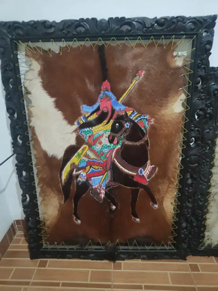Lukisan Kwan Kong bahan kulit kambing