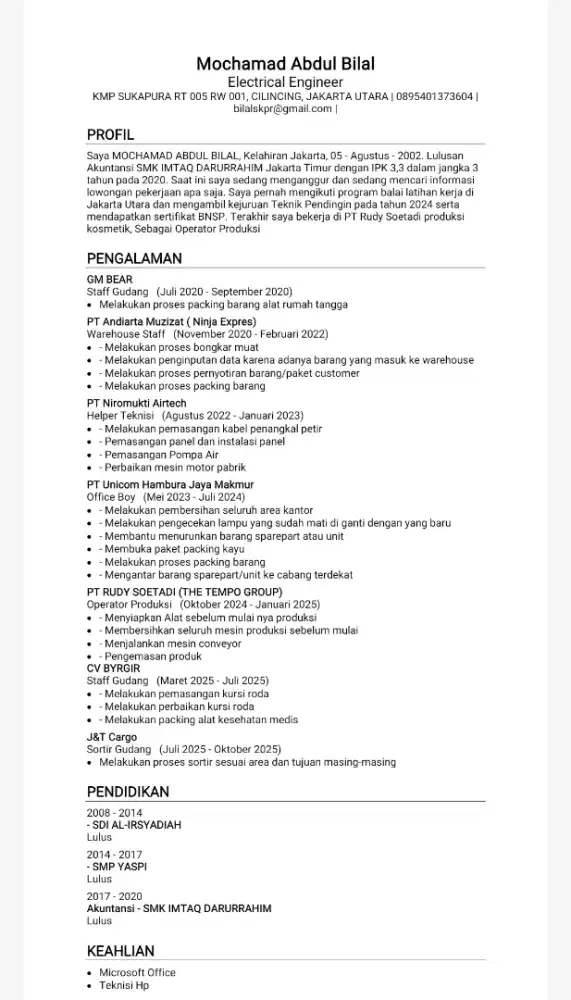 Info lowongan kerja bapak / ibu