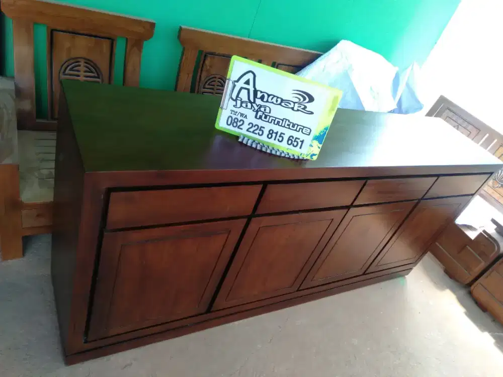 Bufet minimalis tv ready siap kirim full kayu jati