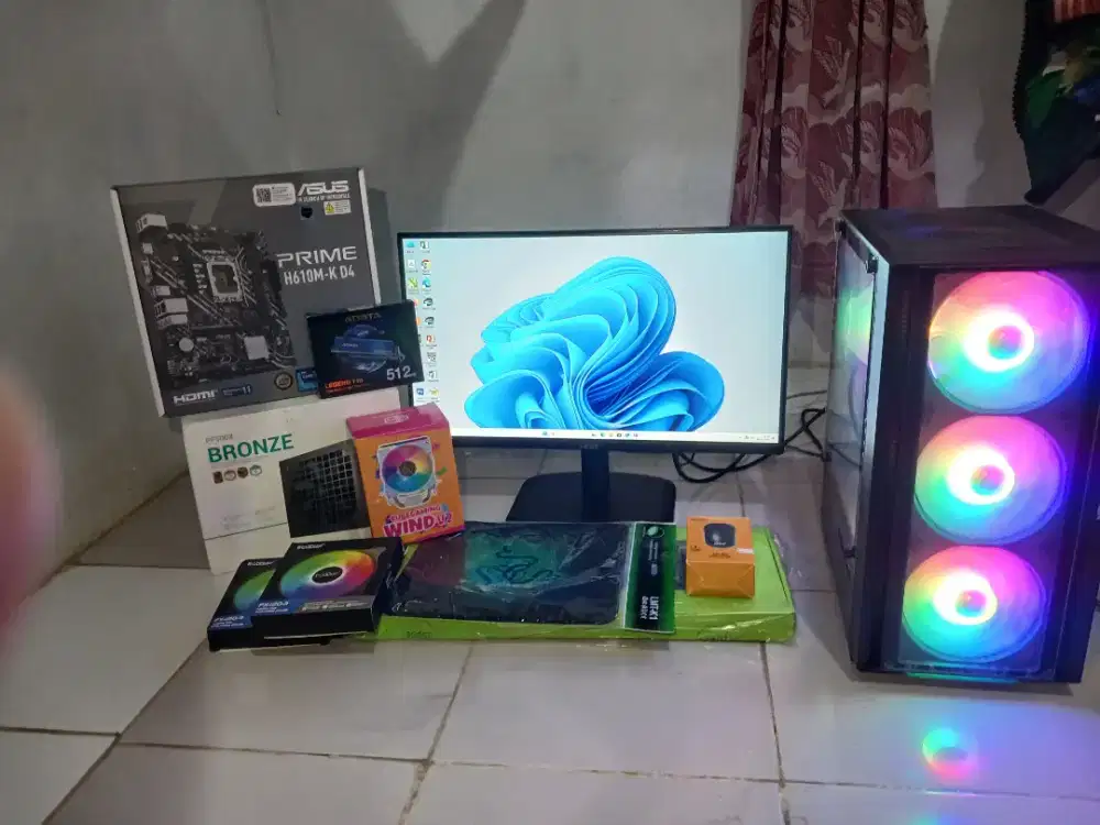 1set PC intel core i3 12100f Ram 16gb nvme 500gb hdd 500gb vga gtx 4gb