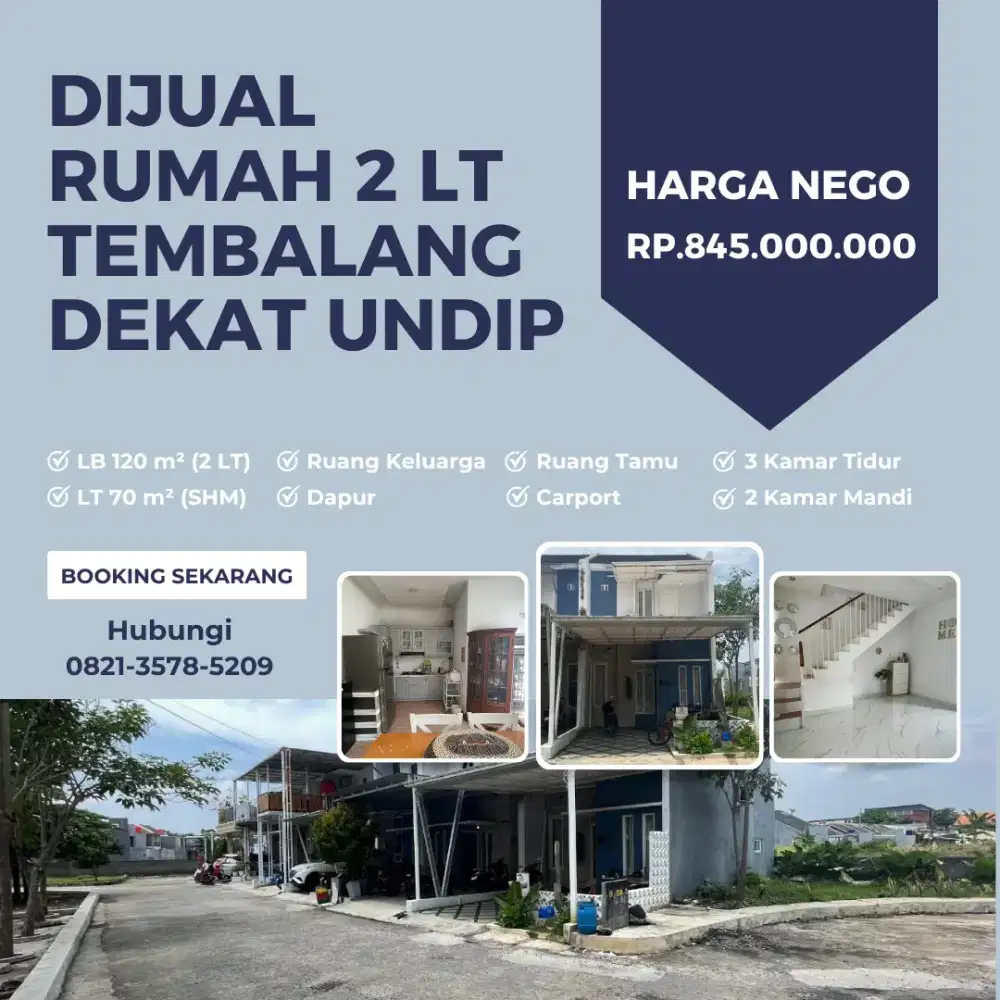 Dijual Rumah 2 Lantai Murah Dekat UNDIP