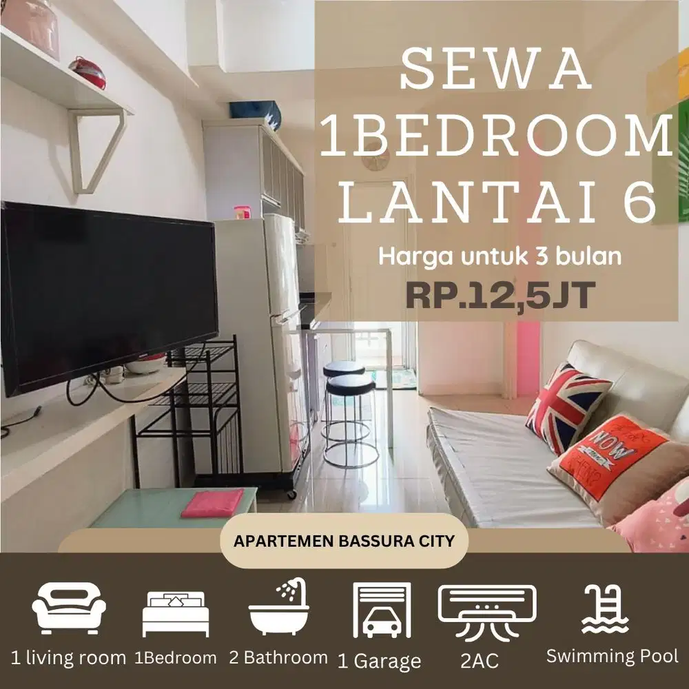 1kamar sewa full furnish lantai 6 tower terbaru apartemen bassura city