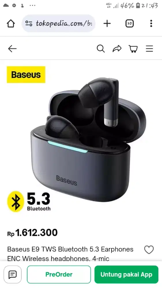 Mahar headset bluetooth merek bowie e9 original