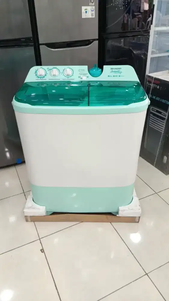 SHARP ES-T1070SJ-GR Mesin Cuci 2 Tabung 10 Kg - Hijau Aquamagic Filter