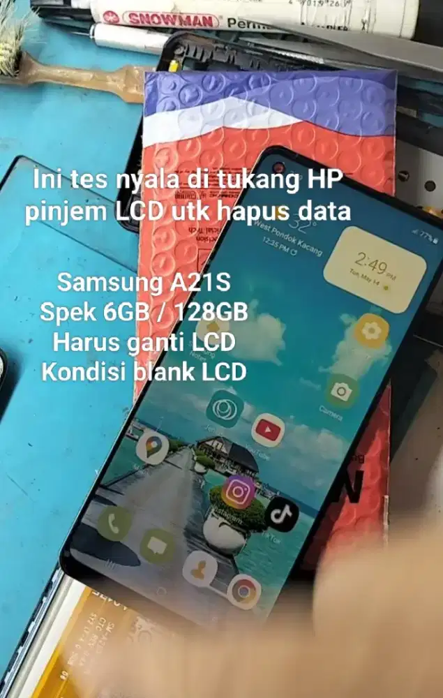 Samsung A21S 6/128 full set alam sutera Minus ganti LCD
