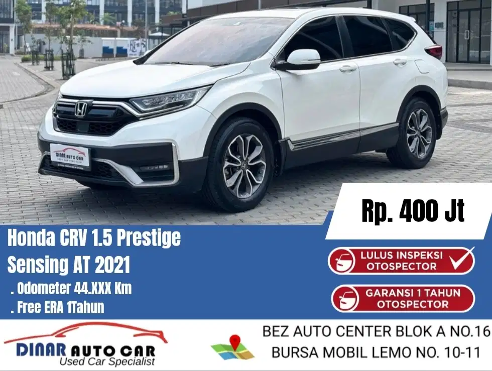 (40Jt) CRV Turbo Prestige Sensing 2021 Matic Putih Km 44Rb *Dinar Auto