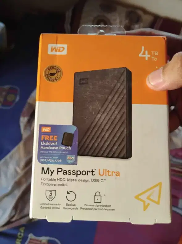 Bnib Harddisk external WD my passport ultra 4 tb garansi on 18 juni 25