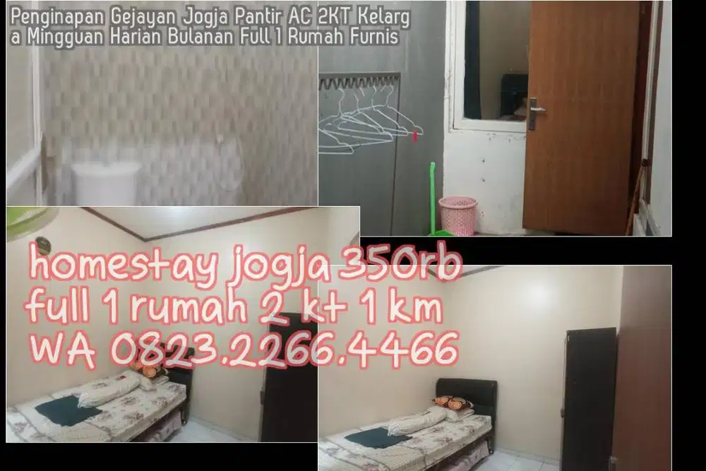 Penginapan Gejayan Jogja Pantir AC 2KT Kelarga Mingguan Harian Bulanan