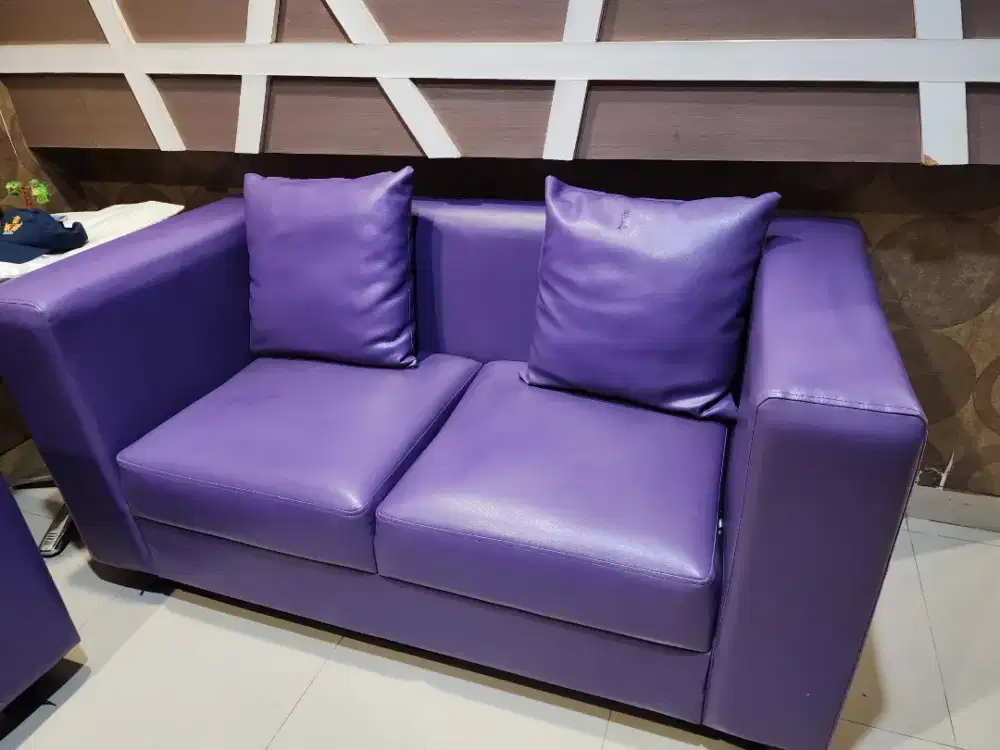 KURSI SOFA RUANG TAMU UNGU ELEGAN 2 SET
