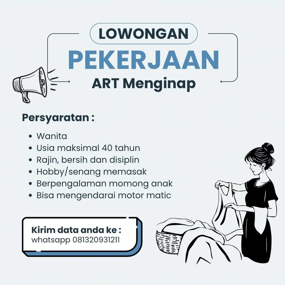 Dicari ART Menginap